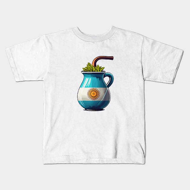 Yerba Mate Argentina Flag Kids T-Shirt by MonkaGraphics